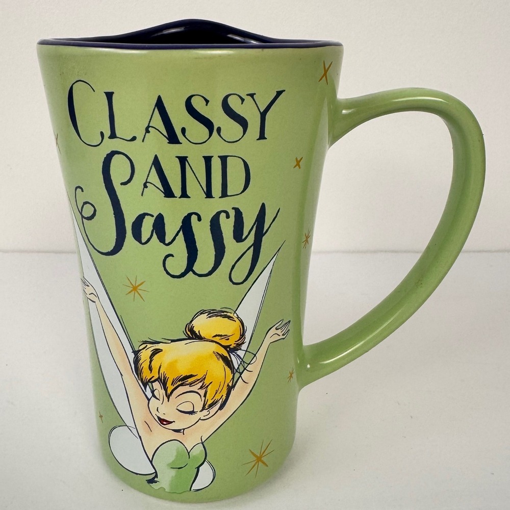 Disney Tinker Bell Mug 16oz Green Classy Sassy Peter Pan 3D Tea Coffee